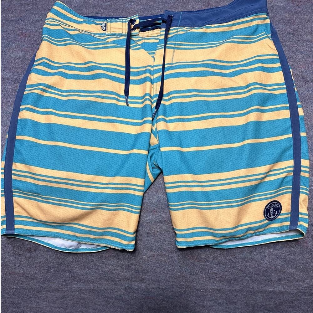 Salt Life Board Shorts Mens Size 32 SLX-QD Yellow Swim Trunks Quick Dry Y2K Surf
